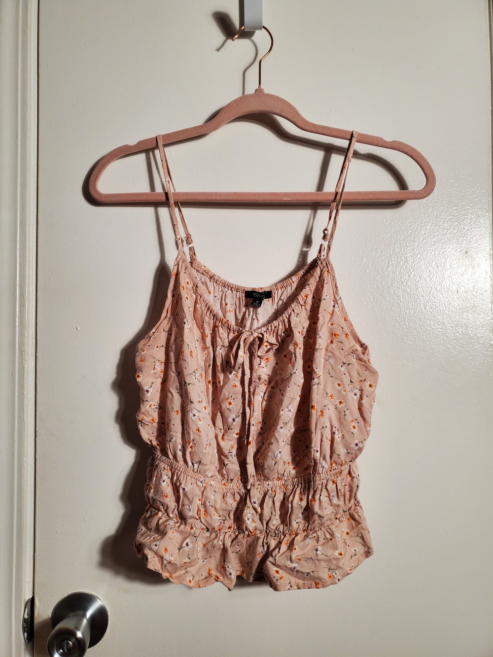 Papermoon Light Pink Floral Spaghetti Strap Women's Top
